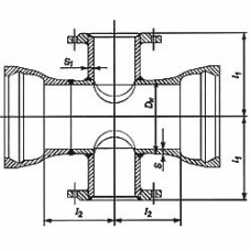 Чугунный крест раструб-фланец КРФ 65x600x81 мм 9 мм СЧ30 ГОСТ 5525-88