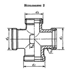 Стальная переходная резьбовая крестовина 12x8x8x5 мм 13Х11Н2В2МФ ГОСТ 21870-78